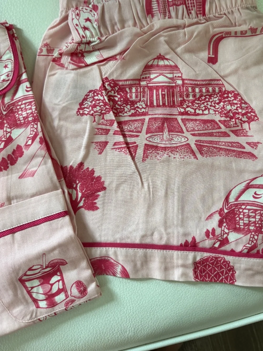 Katie Kime Short Pajama Set. Pink with western theme print. New with tags. Small - Picture 5 of 5